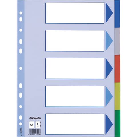 Register A4 blanko bunt 5tlg. ESSELTE 15259 Plastik fbg.Tabs