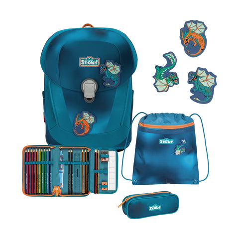 Scout Sunny II Schulranzen 73460366400 Superfl. Seadragon Schulranzen-Set 4-teilig
