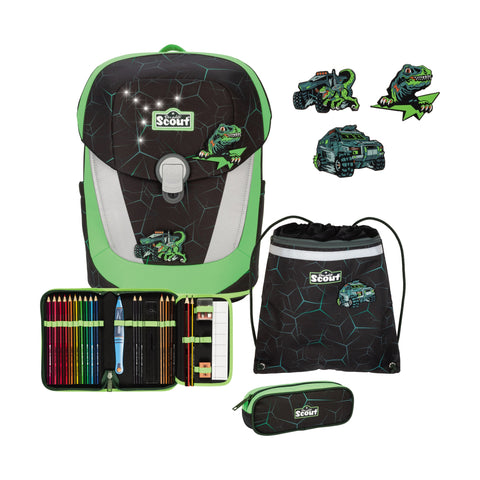 Scout Sunny II Schulranzen 73460409700 LED Dino Hunter Schulranzen-Set 4-teilig