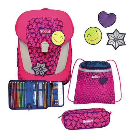 Scout Sunny II Schulranzen 73460504900 Neon Safety Pink Glow Schulranzen-Set 4-teilig