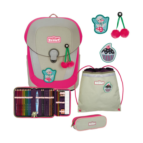 Scout Sunny II Schulranzen 73450766500 DIN Pink Cherry Schulranzen-Set 4-teilig