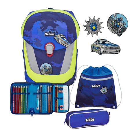 Scout Sunny II Schulranzen 73450721600 Blue Police Schulranzen-Set 4-teilig
