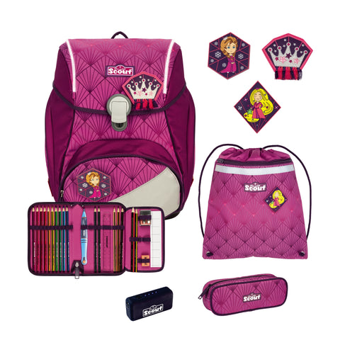 Scout Alpha Schulranzen 74420084700 Exklusiv Safety Light Princess Schulranzen-Set 5-teilig