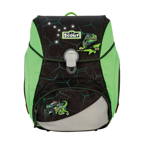 Scout Alpha Schulranzen 74420409700 Exklusiv DIN LED Dino Hunter Schulranzen-Set 4-teilig