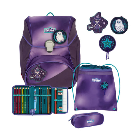 Scout Alpha Schulranzen 74420361400 Exklusiv Superflash Purple Magic Schulranzen-Set 4-teilig