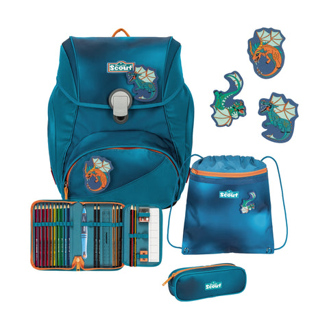 Scout Alpha Schulranzen 74420366400 Exklusiv Superflash Seadragon Schulranzen-Set 4-teilig