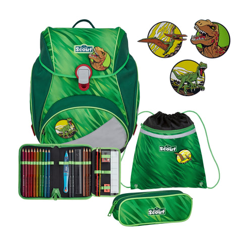 Scout Alpha Schulranzen 74400727700 Green Rex Schulranzen-Set 4-teilig