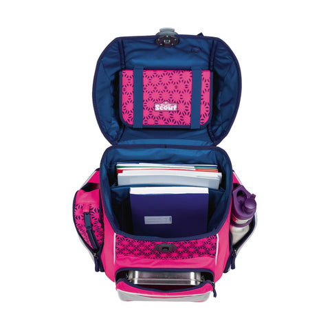 SCOUT Schulranzenset Genius 4tlg 76410204900 DIN Neon Saf. Pink Glow Schulranzen-Set 4-teilig