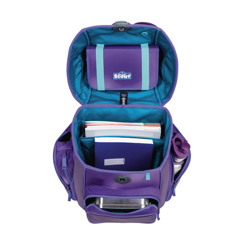 SCOUT Schulranzenset Genius 4tlg 76420361400 Exk. Supe. Purple Magic Superflash