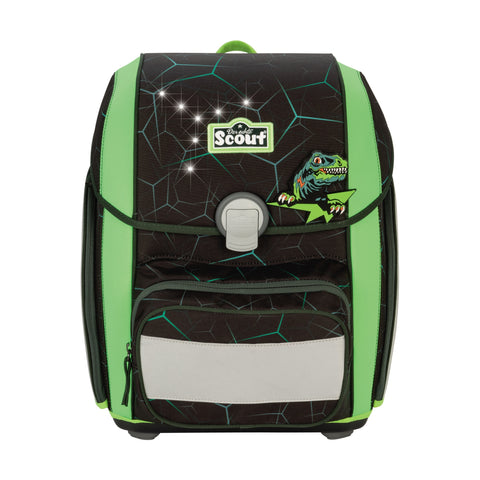SCOUT Schulranzenset Genius 4tlg 76420409700 E. DIN LED Dino Hunter Exkl. Led