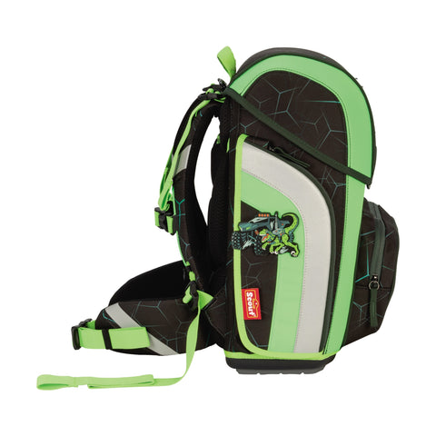 SCOUT Schulranzenset Genius 4tlg 76420409700 E. DIN LED Dino Hunter Exkl. Led
