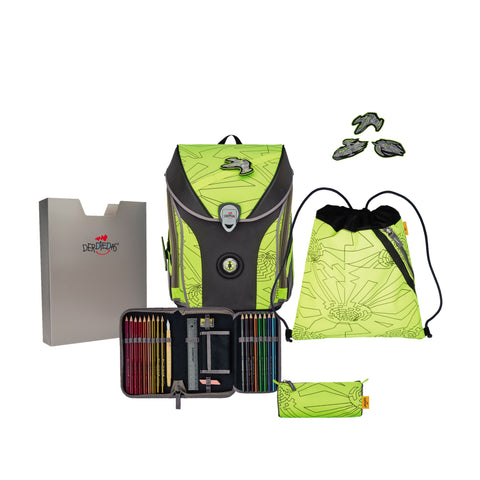 DERDIEDAS Schulranzenset Ergoflex Max Superflash 8508160 Neon Fighter 5-teilig