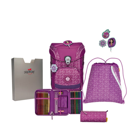 DERDIEDAS Schulranzenset Ergoflex Easy 8509151 Purple Dots 5-teilig