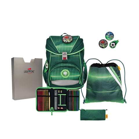 DERDIEDAS Schulranzenset Ergoflex 8505155 Soccer Green 5-teilig