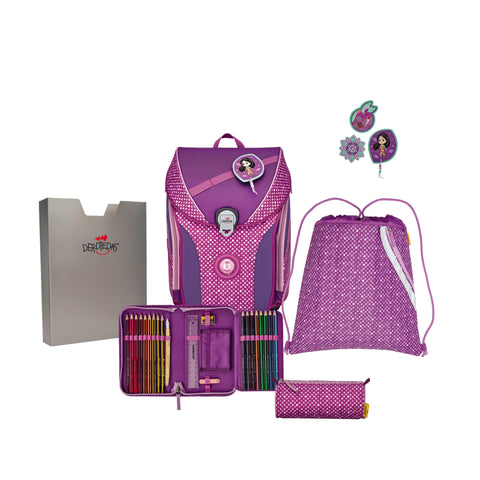 DERDIEDAS Schulranzenset Ergoflex Max 8508151 Purple Dots 5-teilig