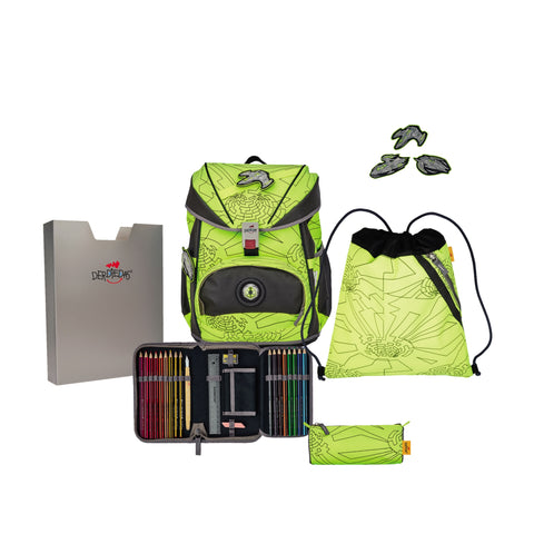 DERDIEDAS Schulranzenset Ergoflex 8505160 Superflash Neon Fighter 5-teilig