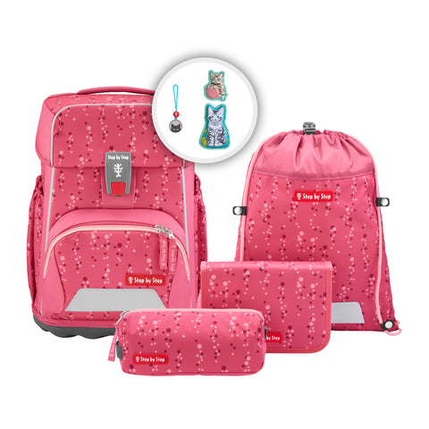 Step by Step BASIS Schulranzen-Set "Pink  Bubbles", 4-teilig 00138059