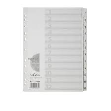 Register Plastik A4 1-12 weiß Q-CONNECT KF00178 12-teilig